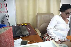 I catch my sexy secretary slut riding dildo on hidden office cam