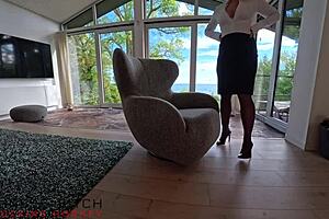 blond secretary in stockings begs boss for creampie fuck