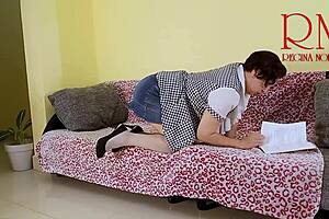 Dude rams masturbating neighbor wife's tight pussy and mouth up close