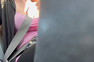 Artemisia Love flashes huge tits in car