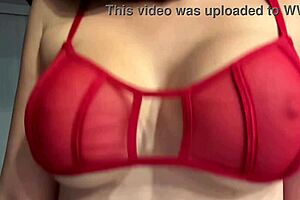 hey artemisia love show off those juicy italian tits in red bra closeup
