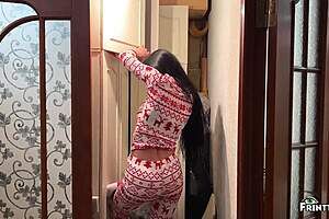 stepmom hunts christmas tree decor but ends pantry creampie fuck surprise