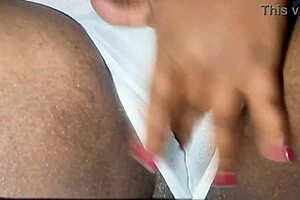 naughty believer squirts hard in see-through white panties