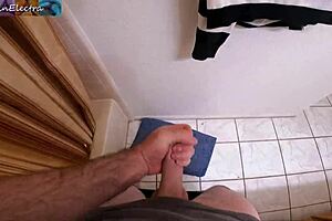 stepmom catches me stroking helps bathroom cum