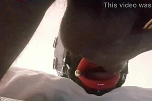 preview this milf's ring gag mouth stuffed then facial cum explosion