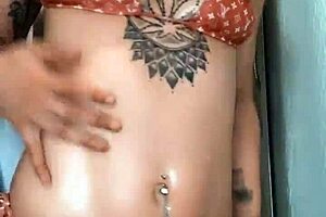 Skylarbonez Oils Shaved Pussy in Louis Vuitton Bikini