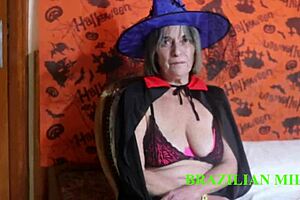 saw my mother in law's see through red lingerie on halloween so i fucked her tight ass hard monster cock deep