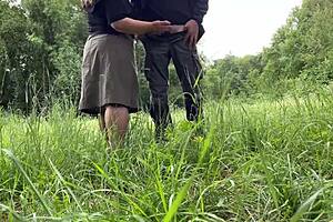 ever catch your hairy mother-in-law flashing wet pussy while sucking big cock outdoors?