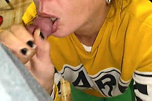 married milf begs no creampie during sloppy deepthroat blowbang cum swallow