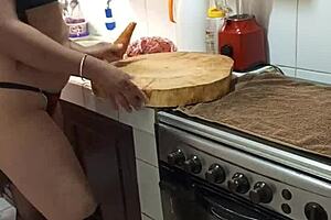 big ass milf masturbates in kitchen while cooking dinner 🍑🔥😈