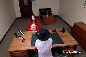 head teacher rides red riding hood milf pussy at work