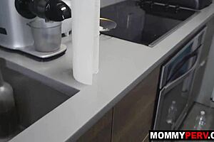 Blonde stepmom sucks stepson's monster cock as reward