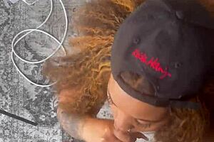 i get so horny sucking this ebony bbc with my bbw girlfriend watching our fat slut play