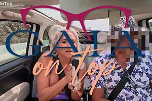 Blonde milf squirts anal orgasm on uber ride publicly