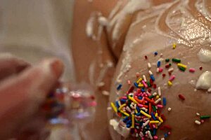 sloppy milf wife drains monster cock load with messy handjob foreplay big natural tits jiggling