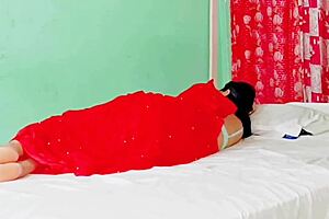 Red Saree Stepmom Fucked Hard Doggystyle With Dirty Hindi Talk And Creampie