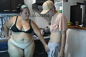 Milf Caliente Esenia Swallows Stepson's Hot Cumshot