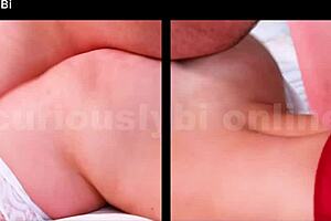 muscular femdom slut edges your cock then pushes you to suck big monster meat in bedroom