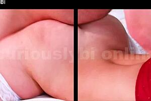 muscular femdom slut edges your cock then pushes you to suck big monster meat in bedroom