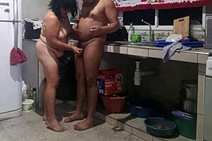 suegra jerks me off in kitchen begging doggy creampie!