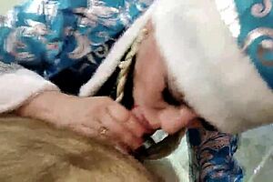 Mature Santa Girl Delivers Close-Up Oral Action