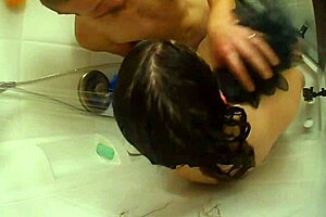 bbw wife showers then bends for doggystyle tit bouncing sex.