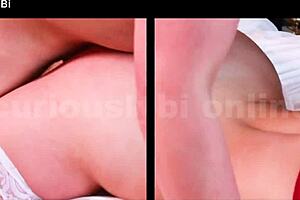 muscular femdom slut edges your cock then pushes you to suck big monster meat in bedroom