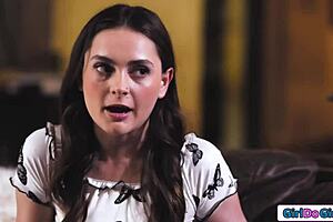 Raw milf stepmom spreads shaved pussy while young stepdaughter fingers tight hole together