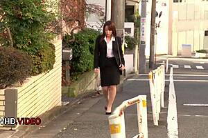 Horny office milf Shiona Suzumori blows creampies climax