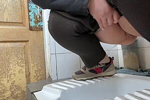 Mature Milf's Secret Hospital Pee in Public Toilet Exposed