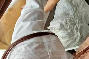 Beautiful big tits girl takes intense doggystyle cumshot then anal creampie in bedroom