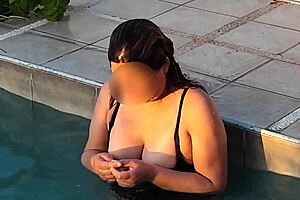 beach vacation wife flashes huge tits publicly hairy pussy voyeur husband watches loving it