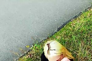 Wanna see this hot blonde milf slut risk public outdoor bareback sex?