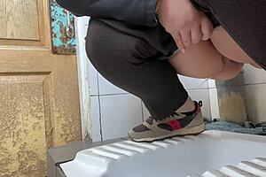 Mature Milf's Secret Hospital Pee in Public Toilet Exposed