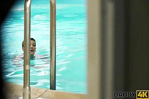 Hey Daddy, wanna watch me ride your old cock by the pool then switch positions?