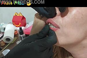 He rips my mouth with cock despite new piercing pov reality.