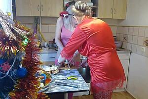 blonde milf mommy teen babysitter erotic lingerie kitchen thong kiss