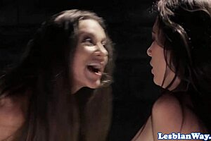 big tits milf laps cute lesbian's trimmed pussy