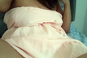 hot brunette milf plays with her huge natural tits and wet pussy solo