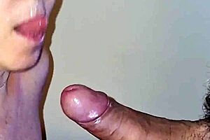 teresa jones slurps cock hungrily as hot cum blasts into her eager milf mouth during sloppy blowjob