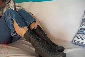 Kinky Milf Slave Begs for Boot Domination and Heel Fetish Submission!