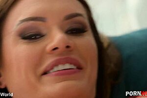 Blonde brunette cuties swap cum after deep anal bedroom spectacle