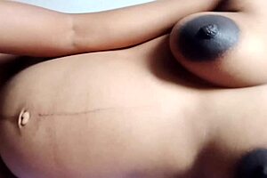 pregnant stepmom shows amazing pussy and sexy boobs on bed