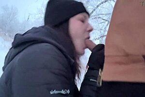 country mom risks outdoor dick ride almost caught in heavy snow storm