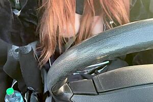 Artemisia Love drives through Los Angeles traffic flashing her big Italian tits from the car window while cruising California streets