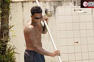 agatha and luiza tease bbc poolboy with juicy asses on sunny day