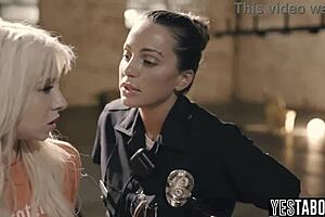 big tits milf cop rams strapon cock deep into punished tiny teen criminal's tight hole!