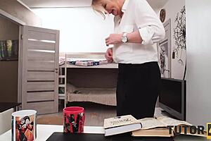 horny tutor bends over for student's massive cock pounding