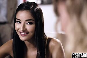 Latina 18+ Teen Stepdaughter Threesome With Classmate Lick