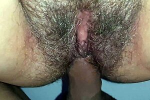 stuffing creampie deep in stepmom's hairy wet pussy